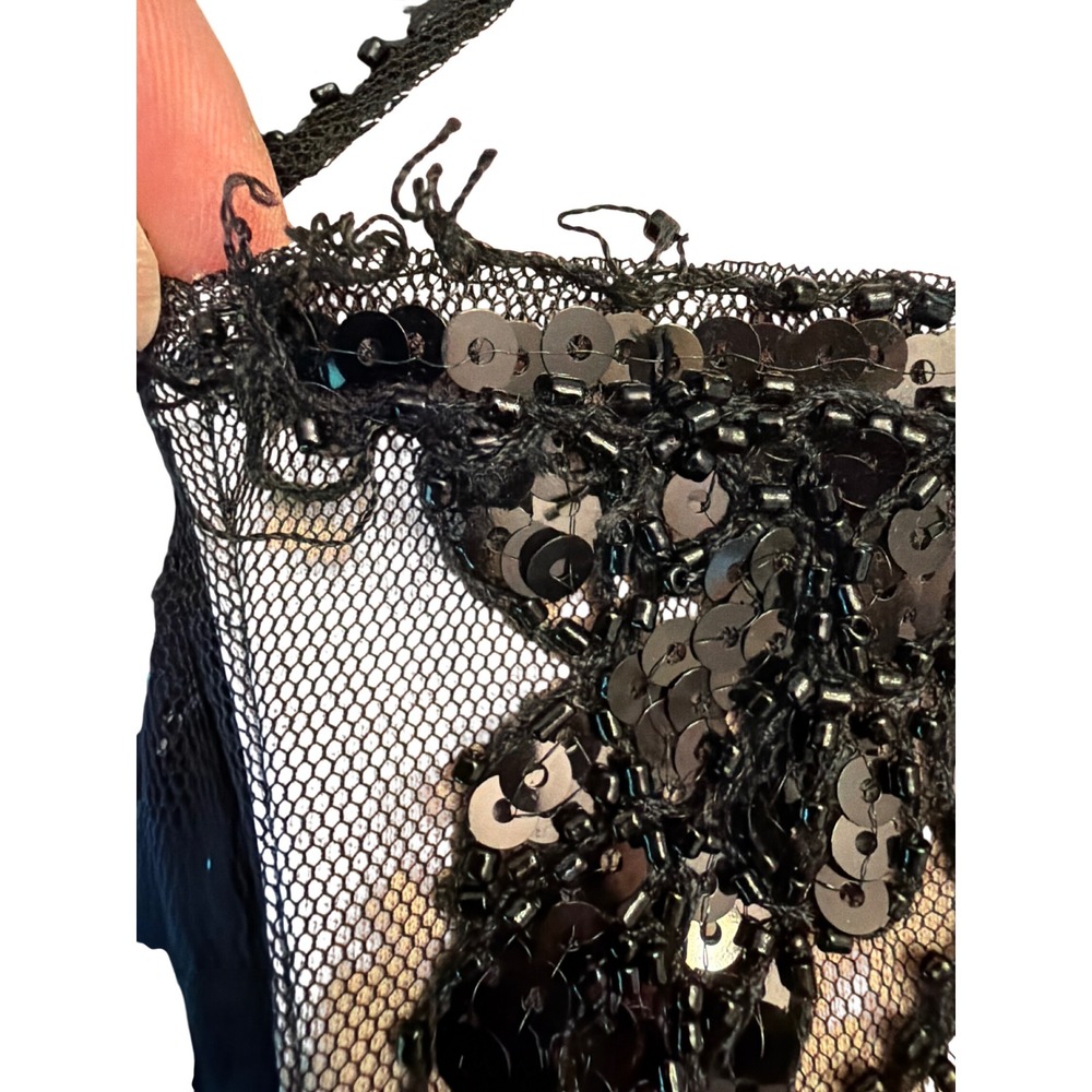 Lulus Dress Black Nude Sequin Beaded Mini Floral Art Deco Flapper 618216021 S - Picture 7 of 8